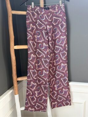 Theory Mitrana Paisley Print Silk Pants